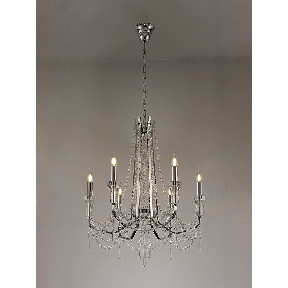 Armand 65cm 6 Light Crystal Chandelier - Polished Chrome