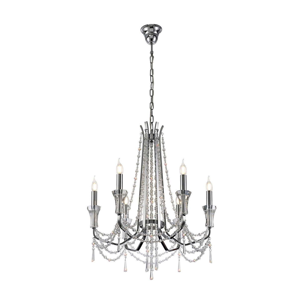 Armand 65cm 6 Light Crystal Chandelier - Polished Chrome