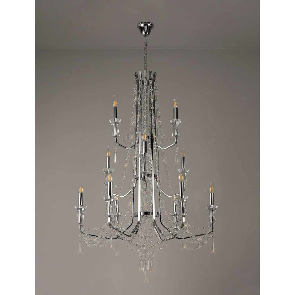 Armand 85cm 12 Light Crystal Chandelier - Polished Chrome