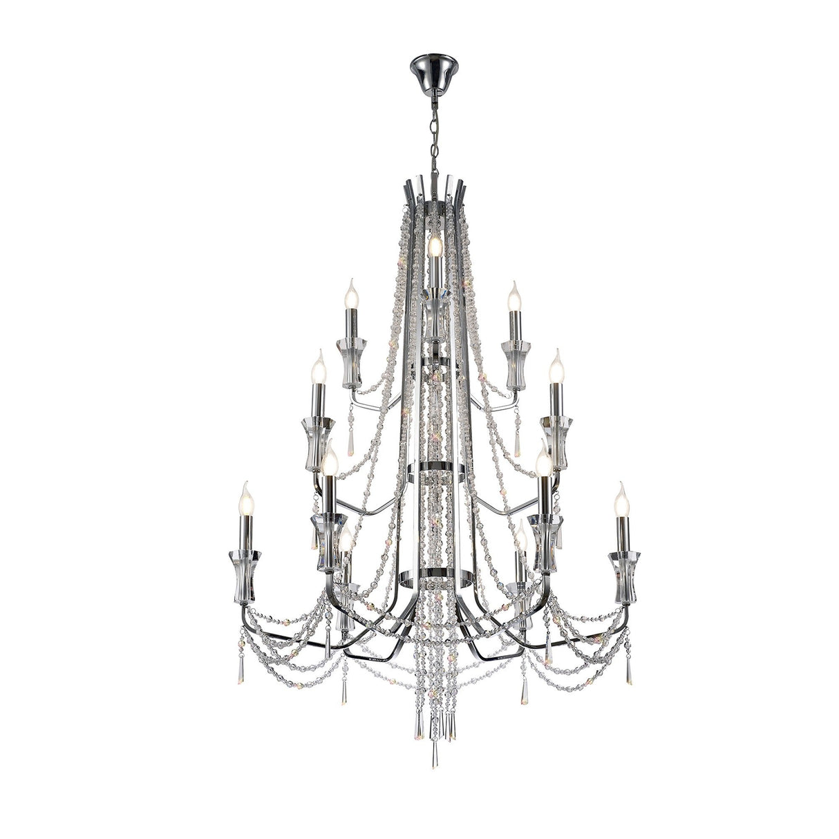 Armand 85cm 12 Light Crystal Chandelier - Polished Chrome