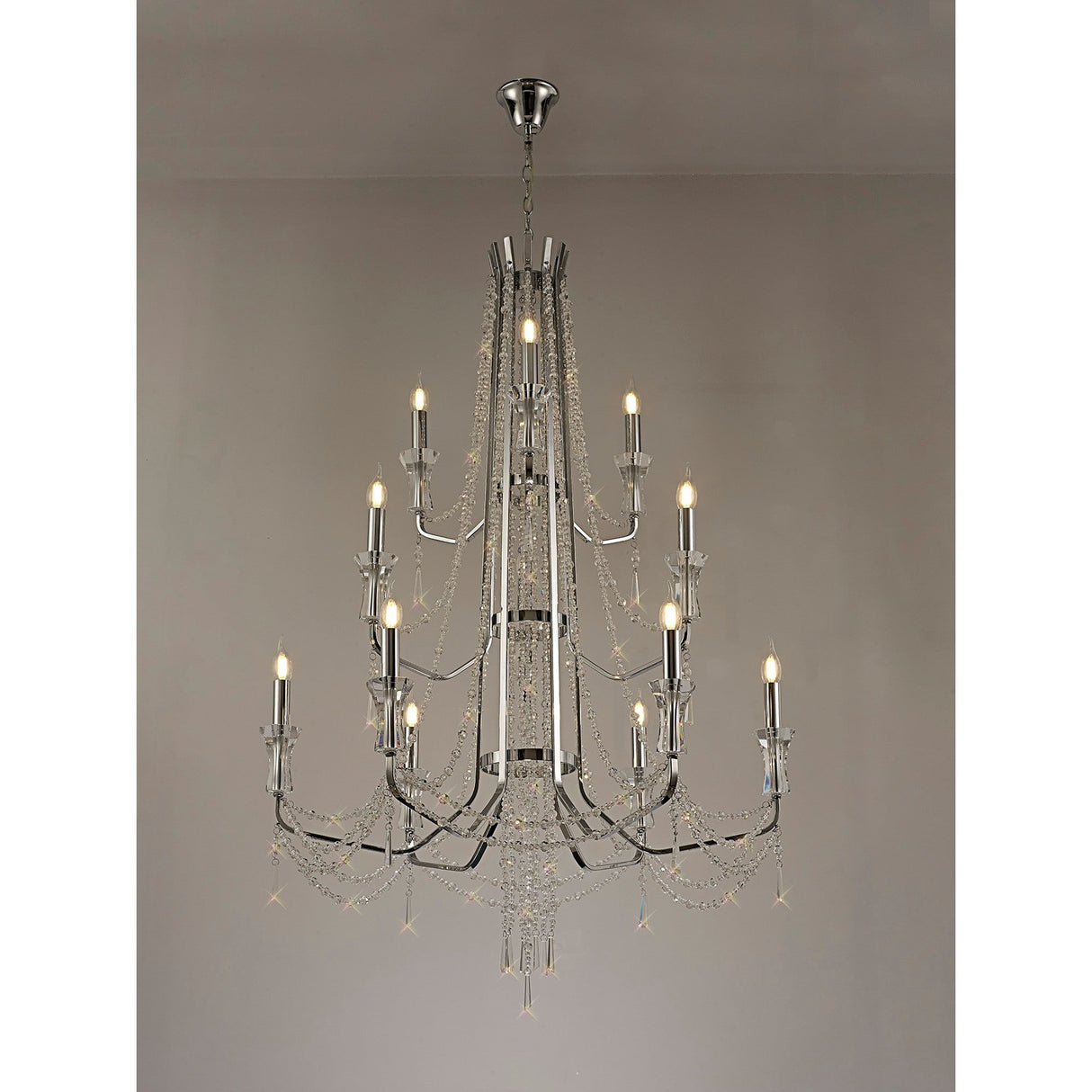 Armand 85cm 12 Light Crystal Chandelier - Polished Chrome