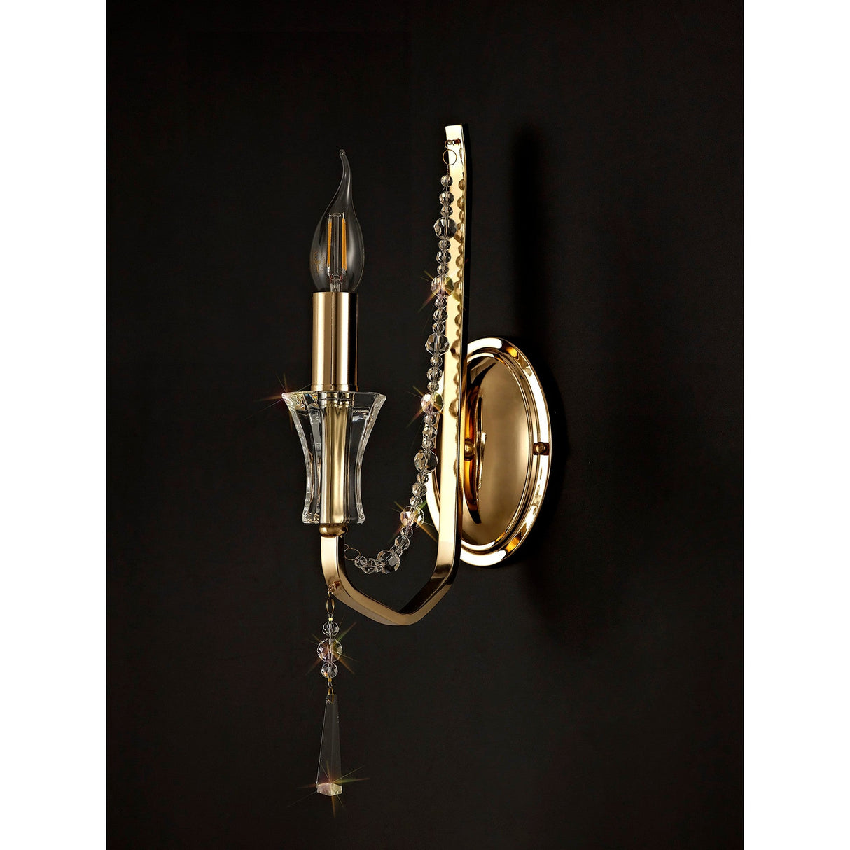 Armand 1 Light Crystal Wall Light - French Gold
