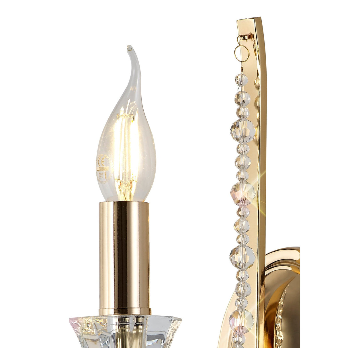 Armand 1 Light Crystal Wall Light - French Gold