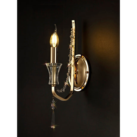 Armand 1 Light Crystal Wall Light - French Gold