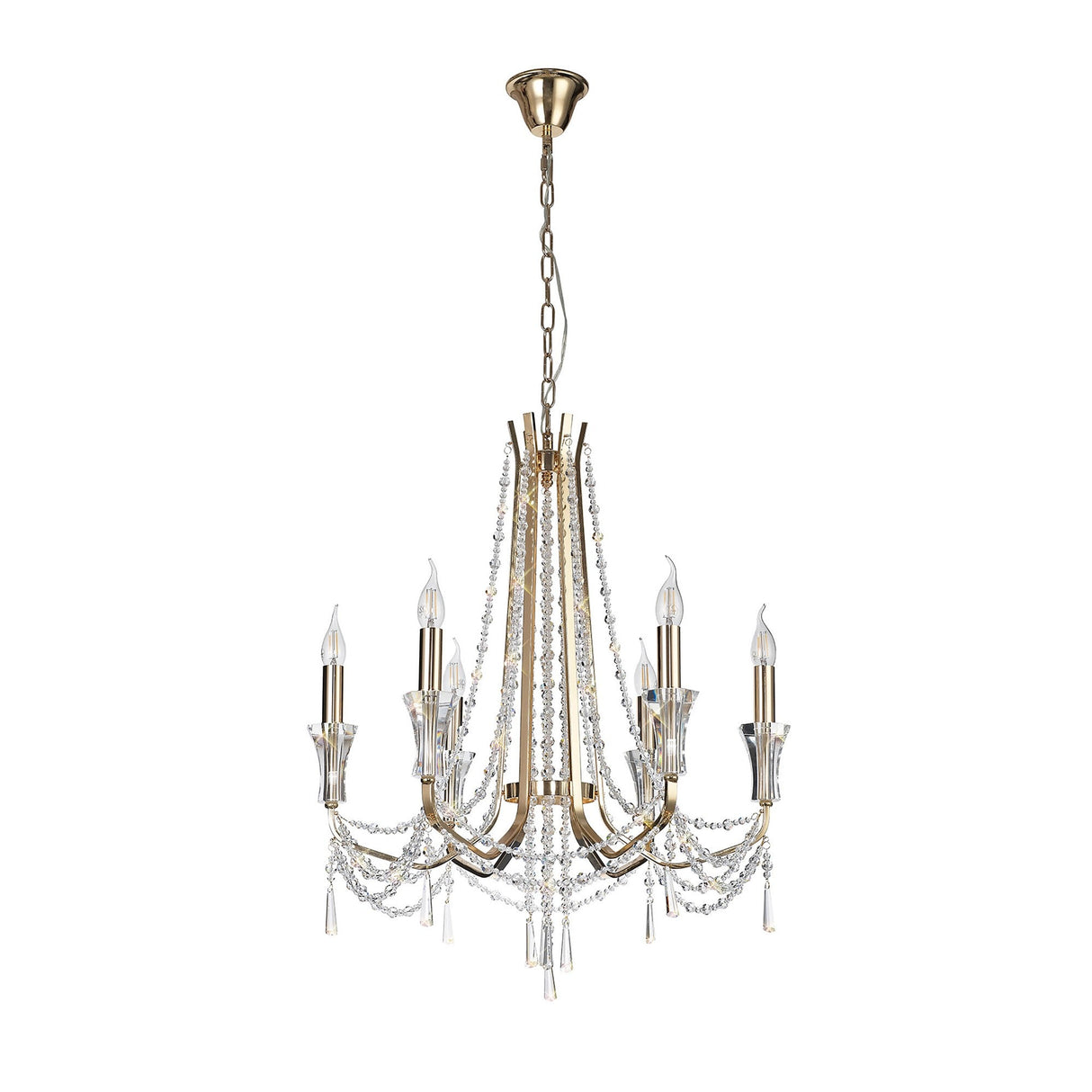 Armand 65cm 6 Light Crystal Chandelier - French Gold