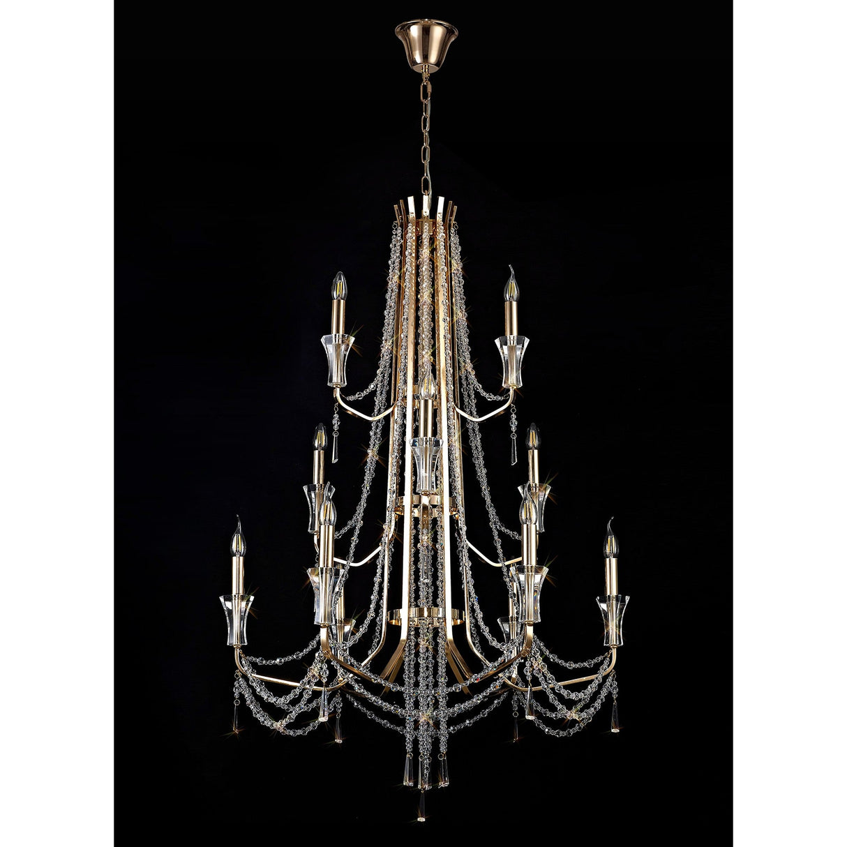 Armand 85cm 12 Light Crystal Chandelier - French Gold