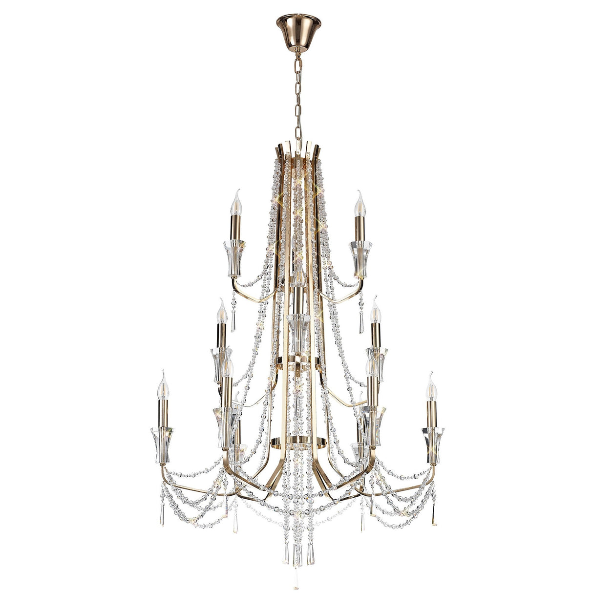 Armand 85cm 12 Light Crystal Chandelier - French Gold