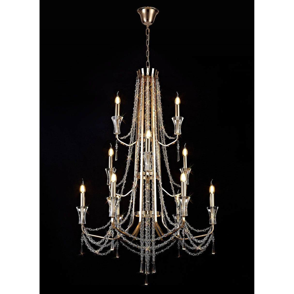 Armand 85cm 12 Light Crystal Chandelier - French Gold