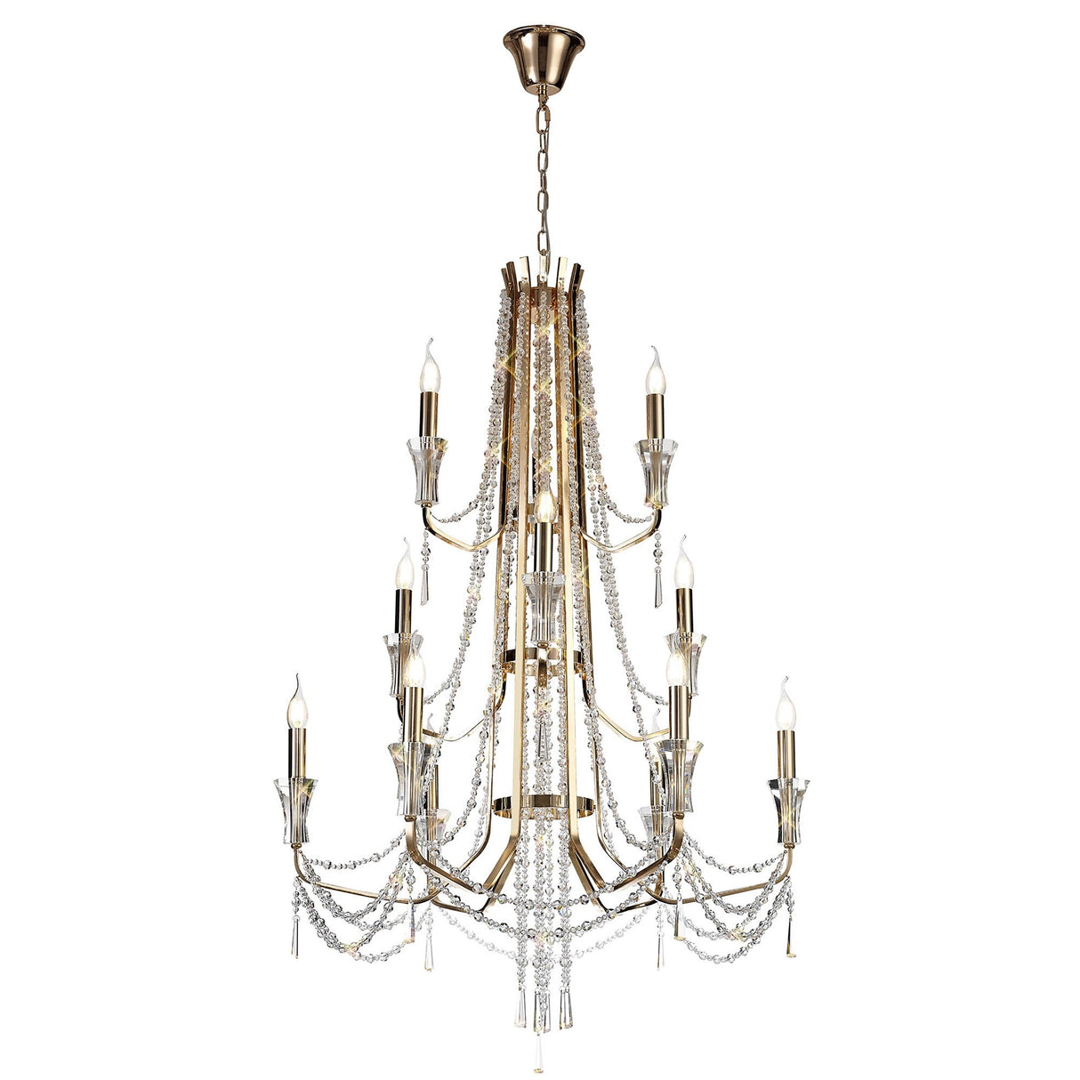 Armand 85cm 12 Light Crystal Chandelier - French Gold