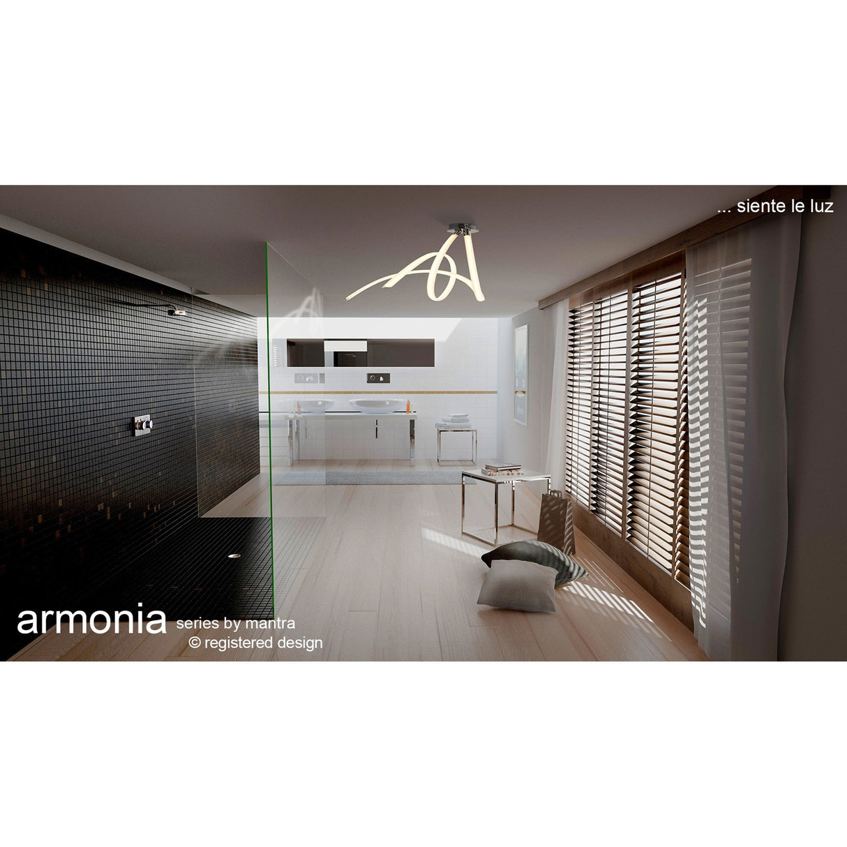 Armonia Spiral LED Semi-Flush Ceiling Light 60W 3000K - Polished Chrome