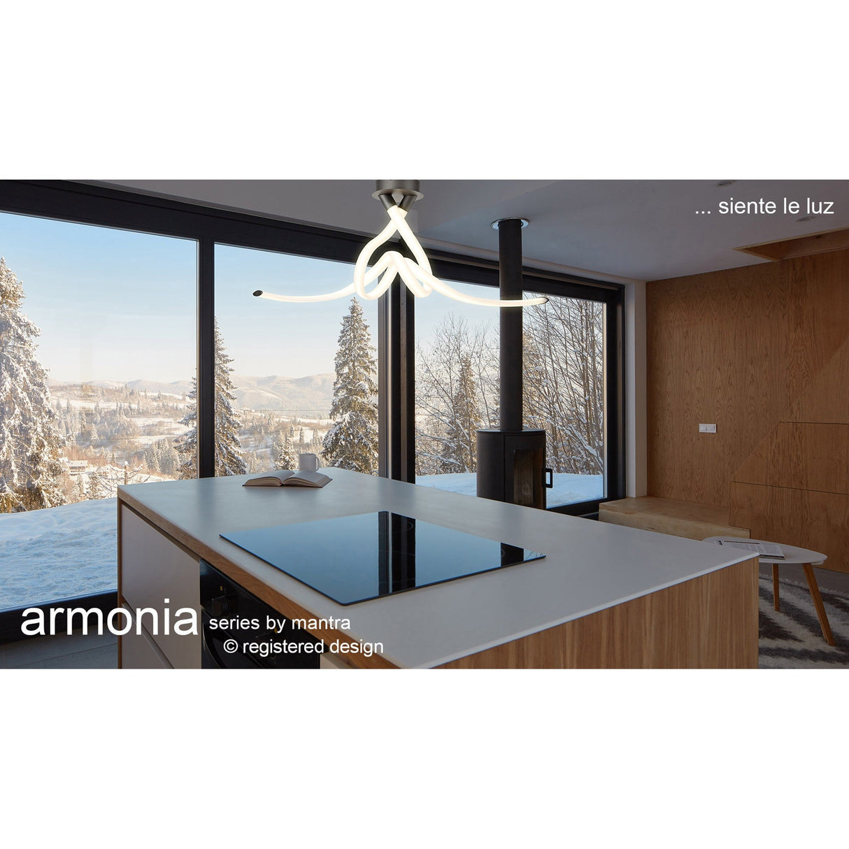 Armonia Bow Dimmable LED Semi-Flush Ceiling Light 50W 3000K - Dark Silver