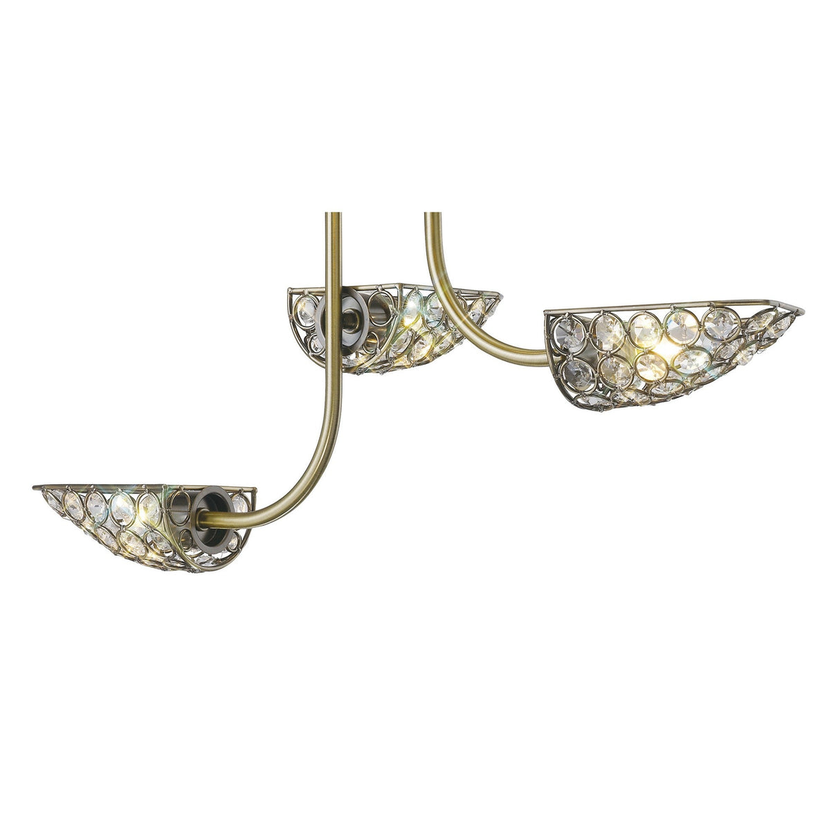 Ashton 4 Light Crystal Semi-Flush Ceiling Light – Antique Brass