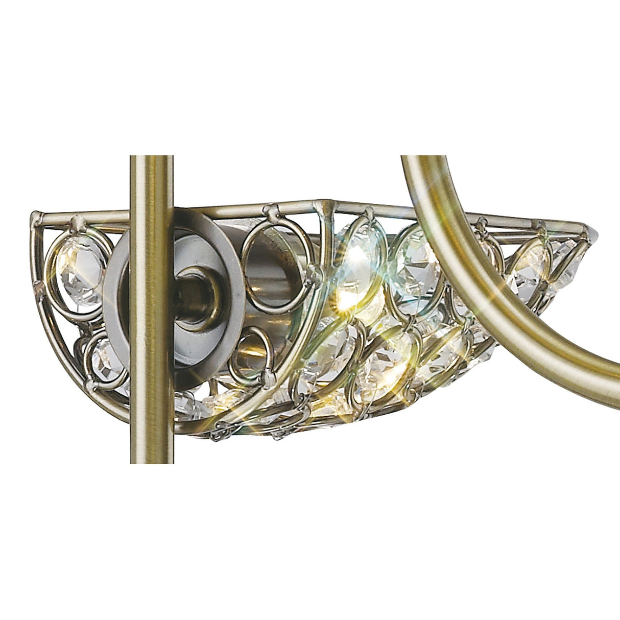 Ashton 4 Light Crystal Semi-Flush Ceiling Light – Antique Brass