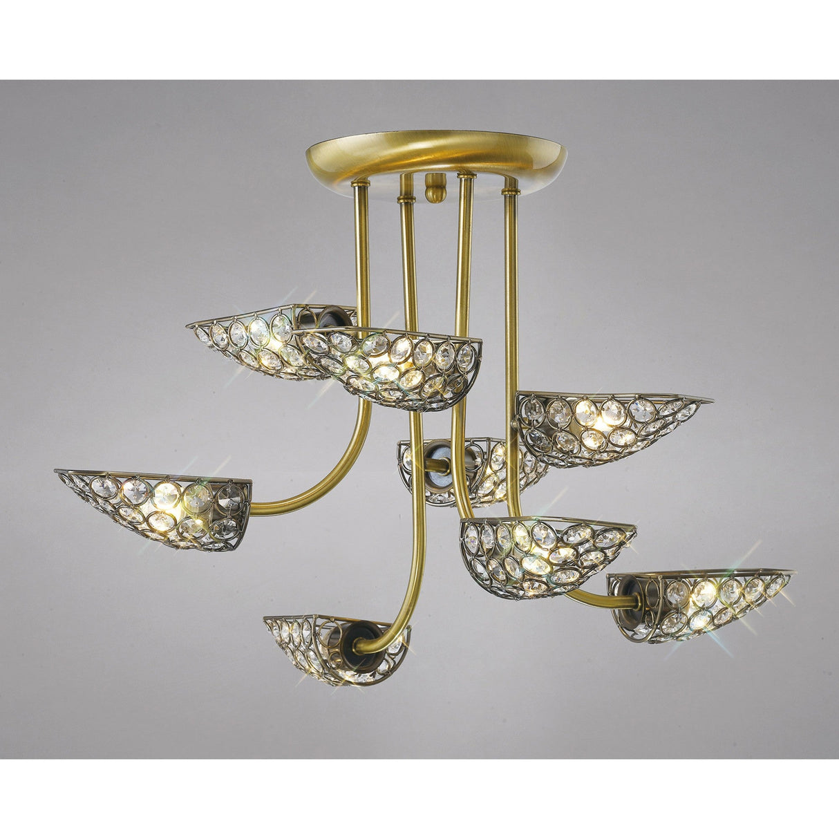 Ashton 53cm 8 Light Crystal Chandelier - Antique Brass