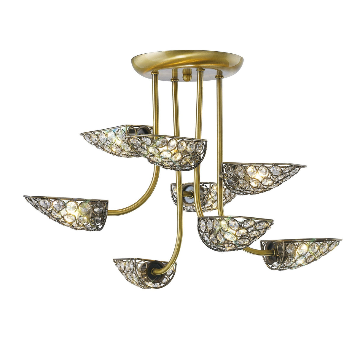 Ashton 53cm 8 Light Crystal Chandelier - Antique Brass