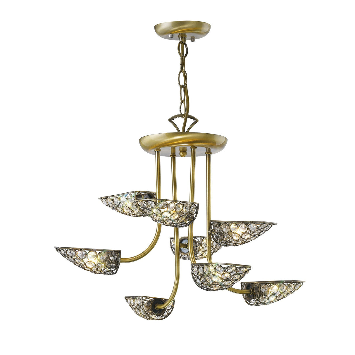 Ashton 53cm 8 Light Crystal Chandelier - Antique Brass