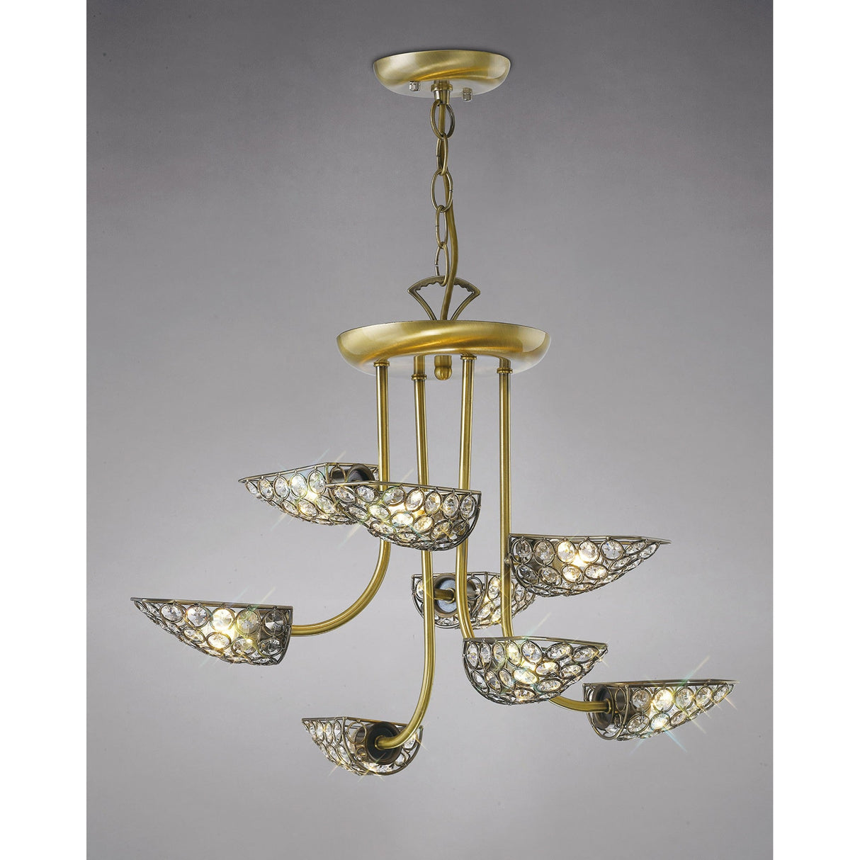 Ashton 53cm 8 Light Crystal Chandelier - Antique Brass