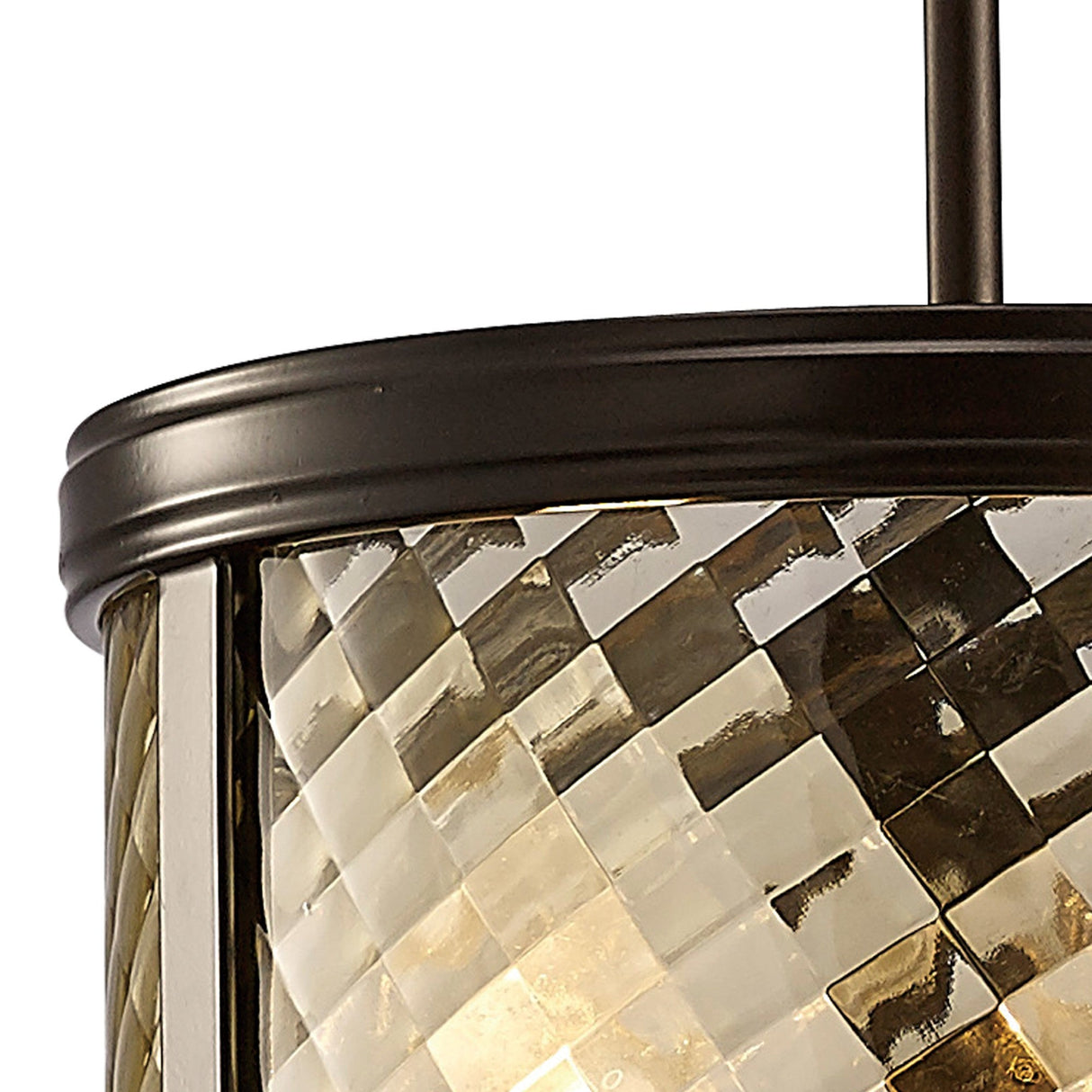 Asia 30cm 3 Light Lantern Chandelier/Semi-Flush - Oiled Bronze