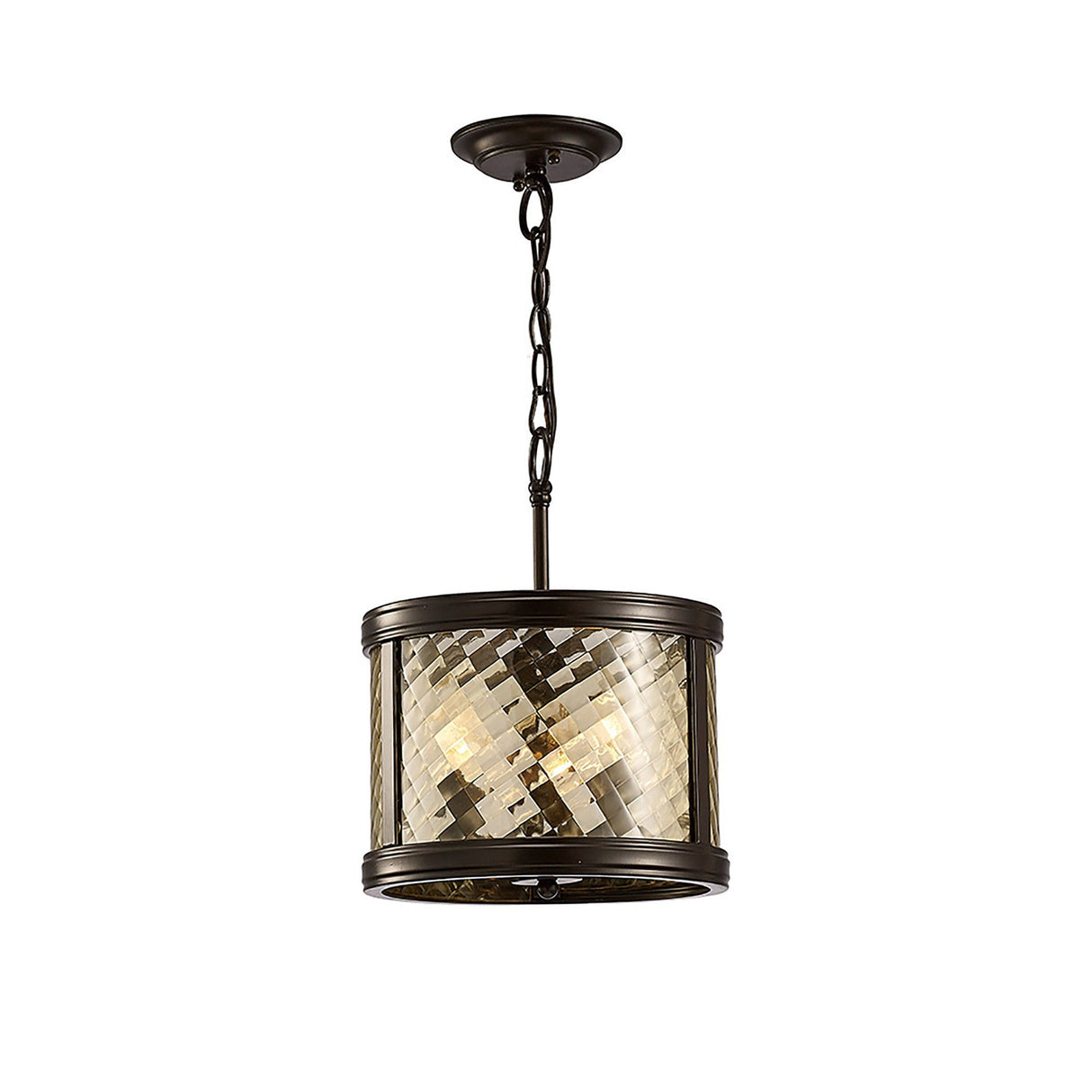 Asia 30cm 3 Light Lantern Chandelier/Semi-Flush - Oiled Bronze