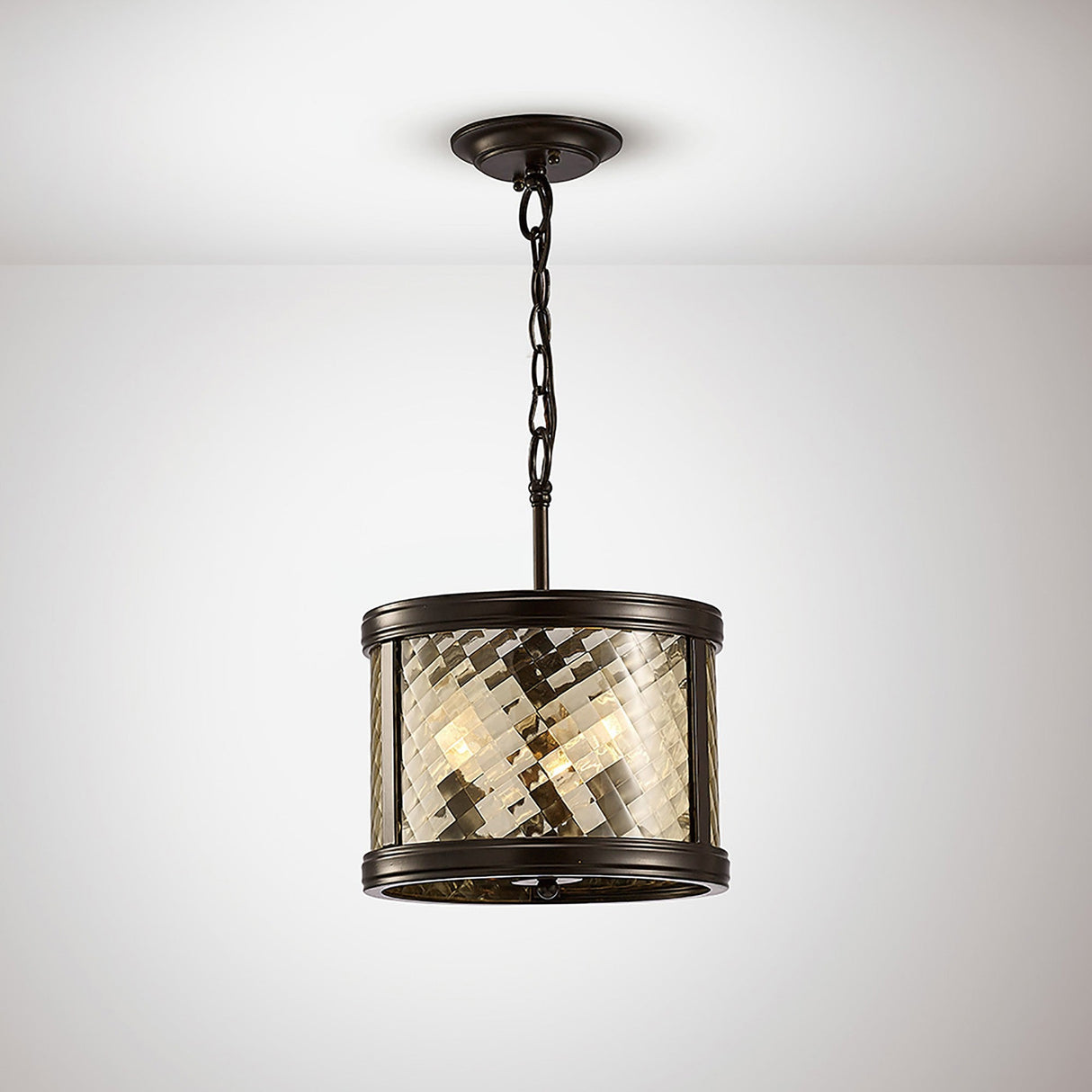 Asia 30cm 3 Light Lantern Chandelier/Semi-Flush - Oiled Bronze