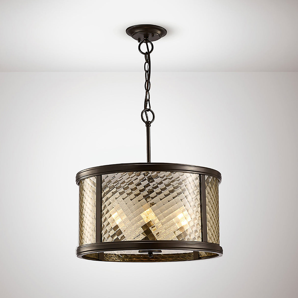 Asia 47cm 4 Light Lantern Chandelier - Oiled Bronze