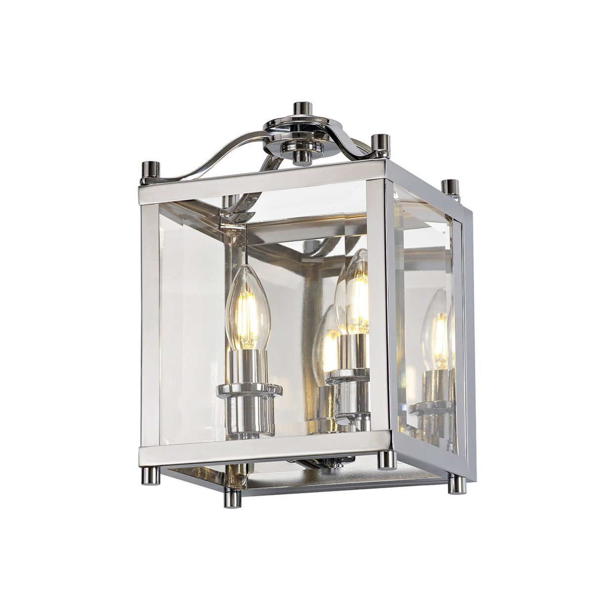 Aston 2 Light Glass Wall Light - Polished Chrome