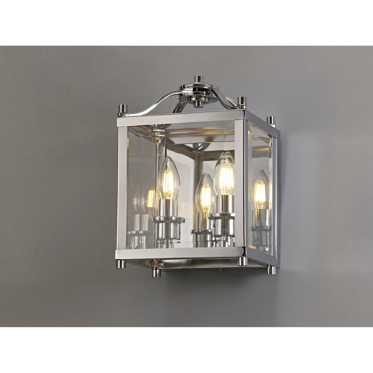 Aston 2 Light Glass Wall Light - Polished Chrome