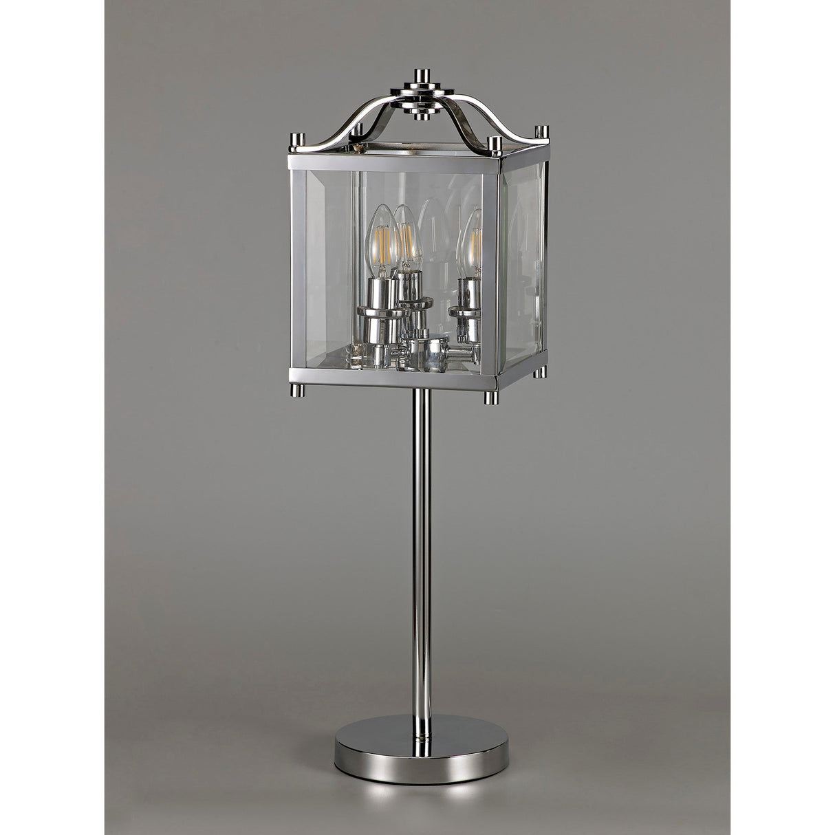 Aston 3 Light Glass Table Lamp - Polished Chrome