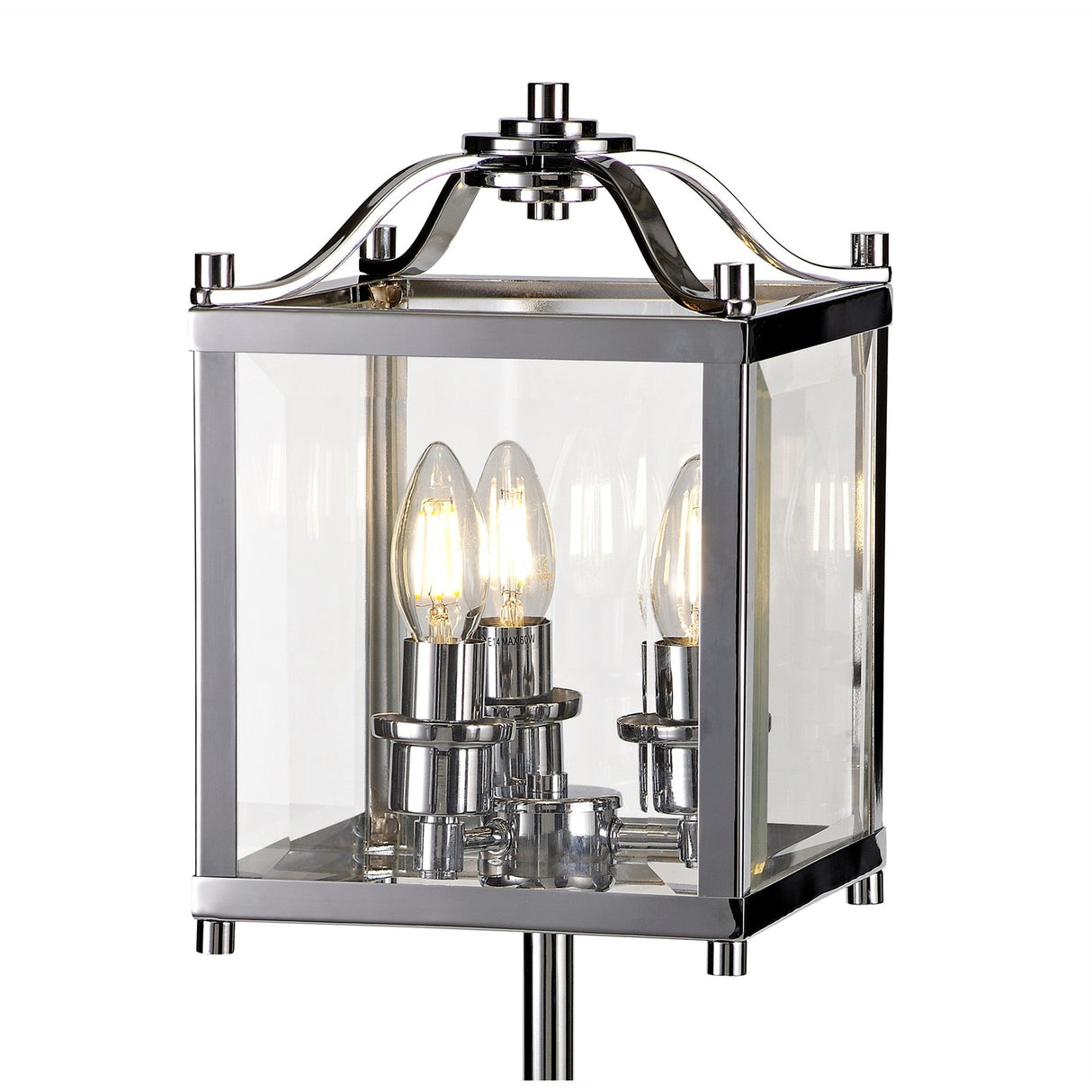 Aston 3 Light Glass Table Lamp - Polished Chrome