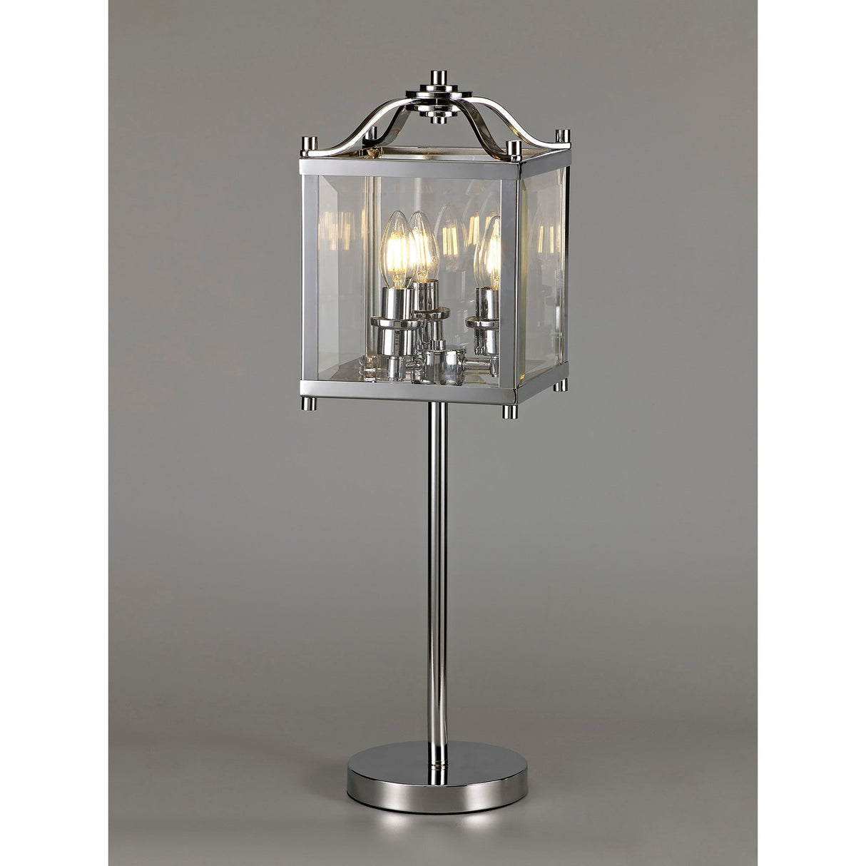Aston 3 Light Glass Table Lamp - Polished Chrome