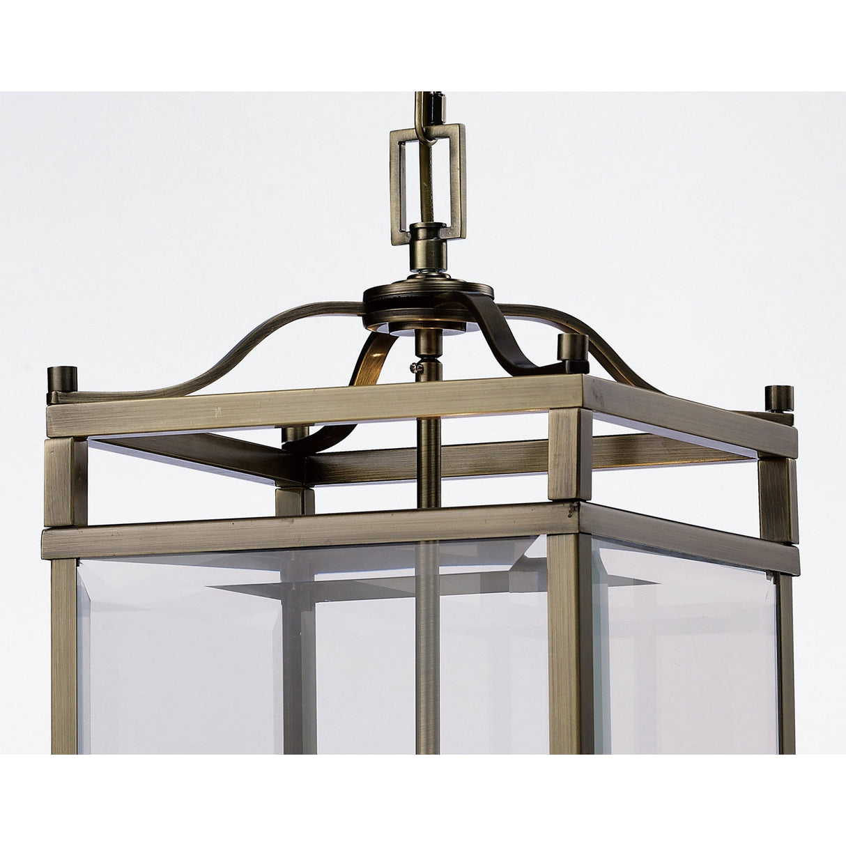 Aston Square 3 Light Lantern Chandelier - Antique Brass