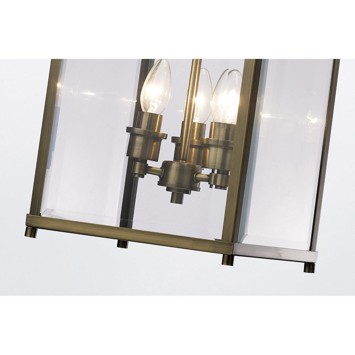 Aston Square 3 Light Lantern Chandelier - Antique Brass