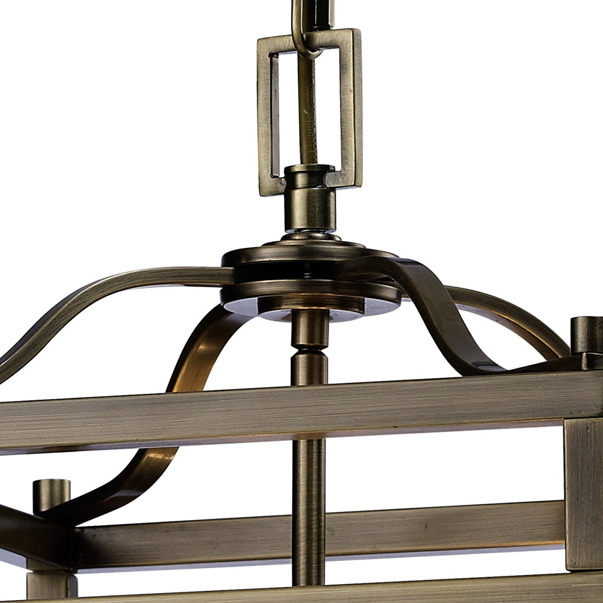 Aston Square 4 Light Lantern Chandelier - Antique Brass