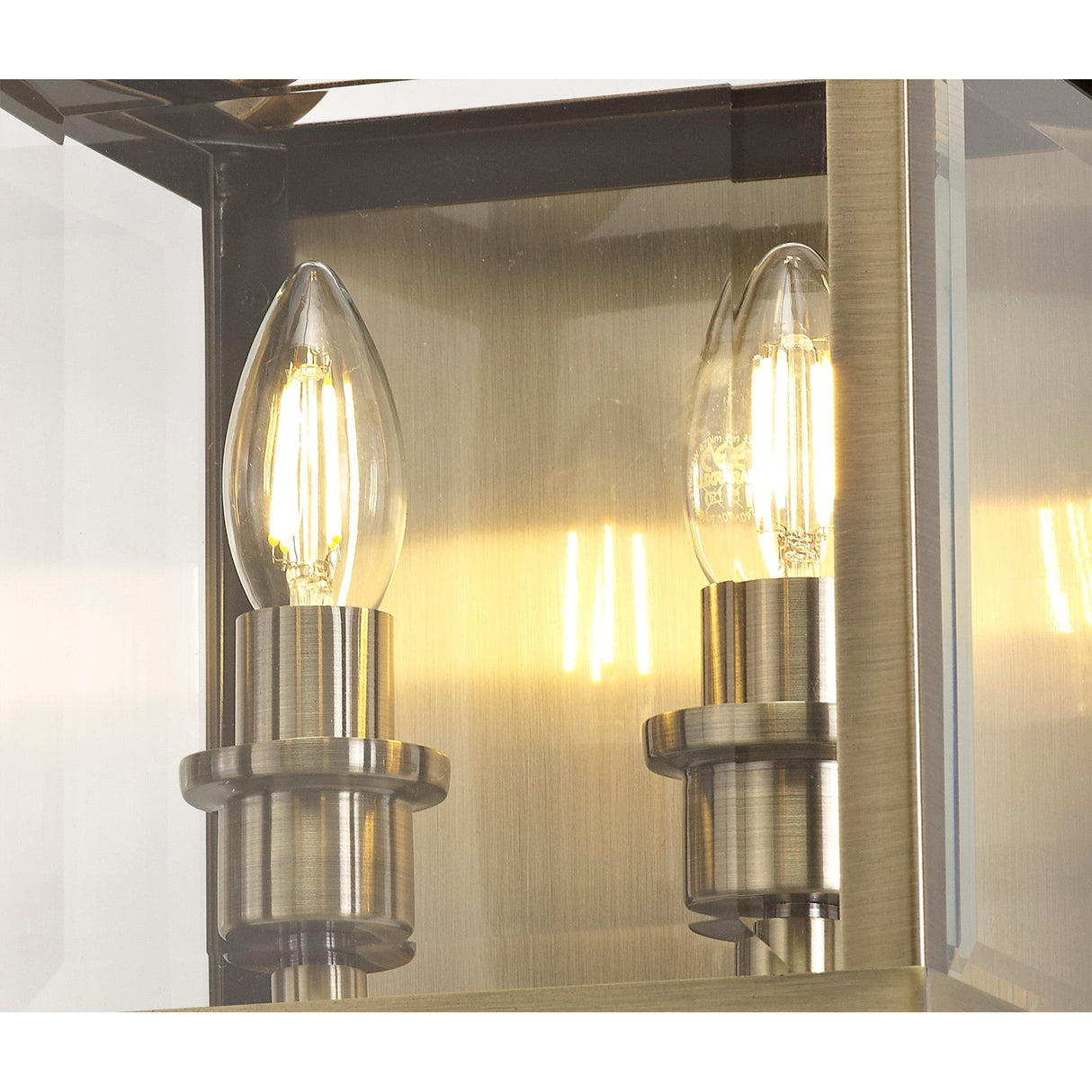 Aston 2 Light Glass Wall Light - Antique Brass
