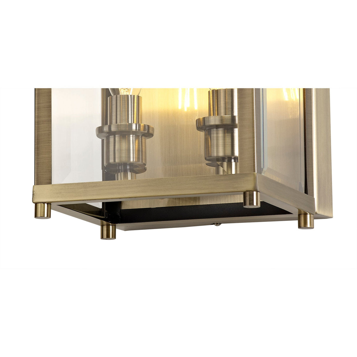 Aston 2 Light Glass Wall Light - Antique Brass