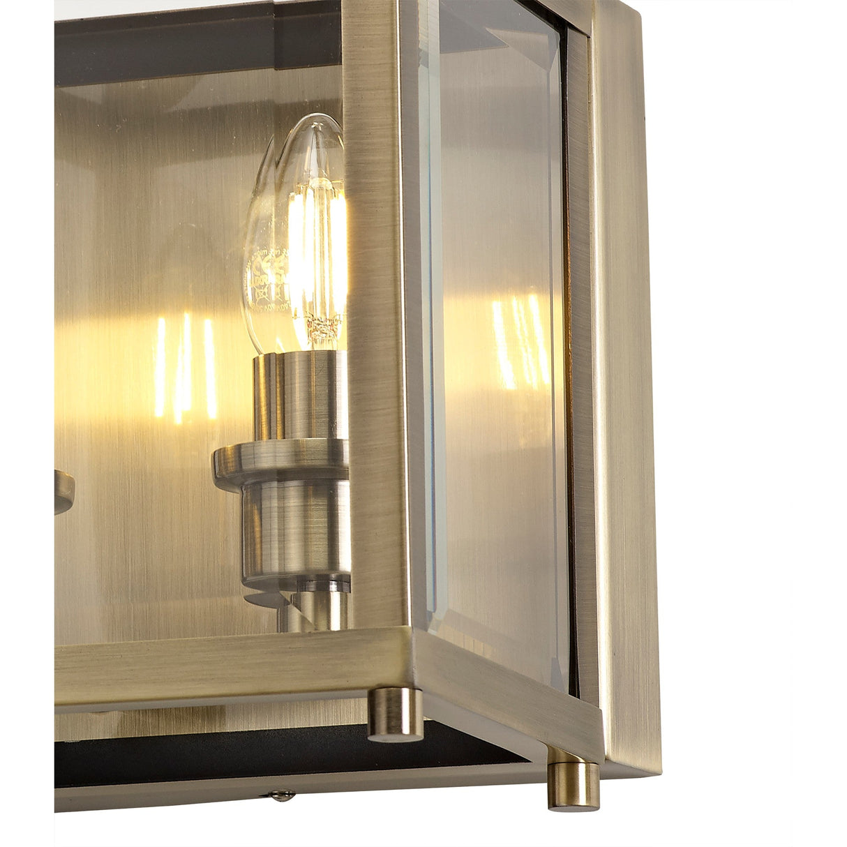 Aston 2 Light Glass Wall Light - Antique Brass