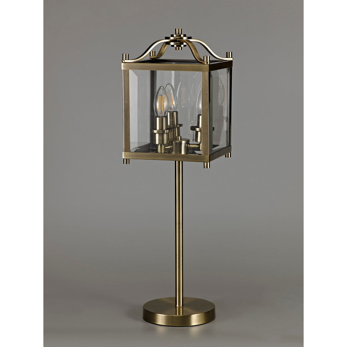 Aston 3 Light Glass Table Lamp - Antique Brass