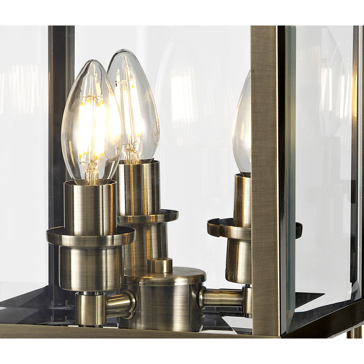 Aston 3 Light Glass Table Lamp - Antique Brass