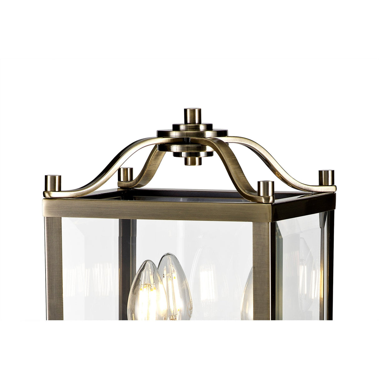 Aston 3 Light Glass Table Lamp - Antique Brass