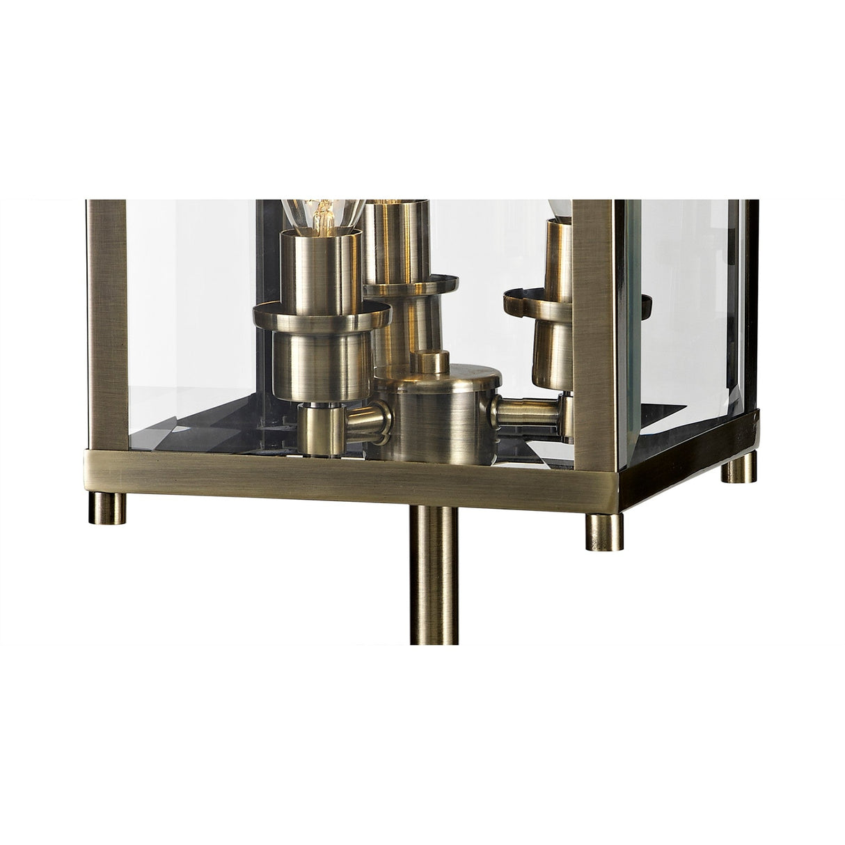 Aston 3 Light Glass Table Lamp - Antique Brass