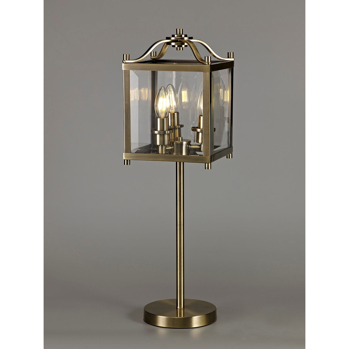 Aston 3 Light Glass Table Lamp - Antique Brass
