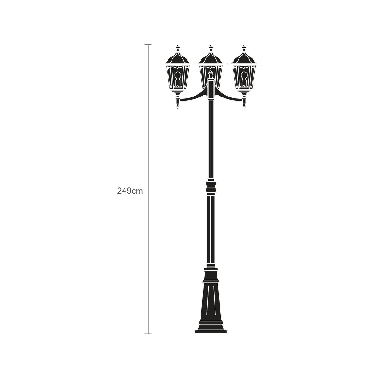 Astragal Copper Top Outdoor 3 Light Lamp Post 249cm - Cast Plinth