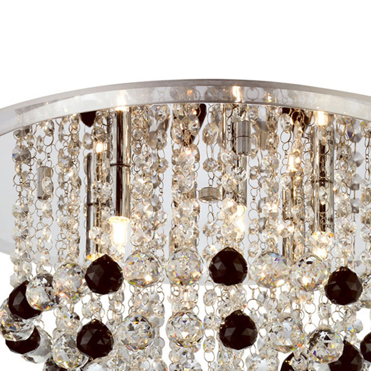 Atla 6 Light Crystal Semi-Flush Ceiling Light – Polished Chrome & Black