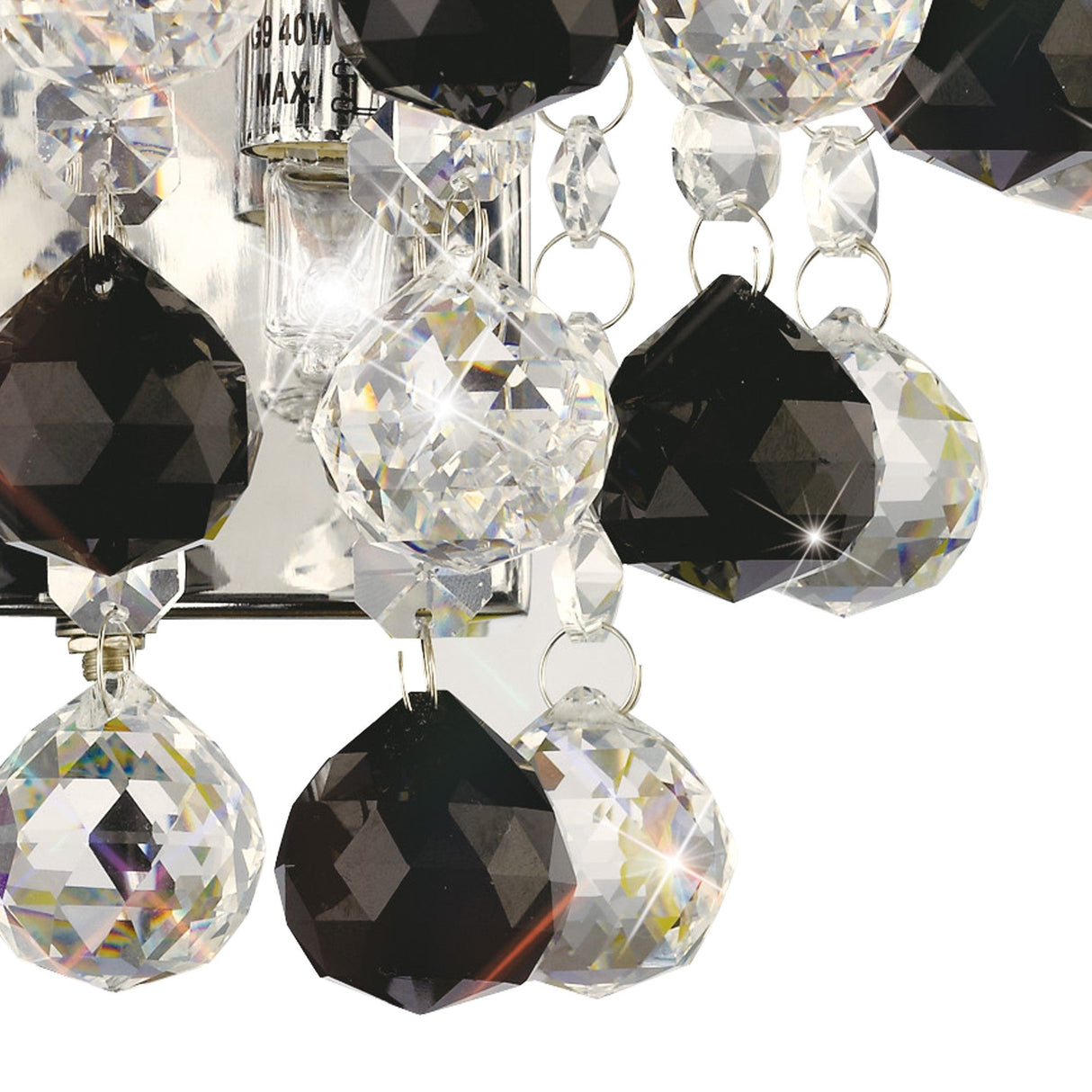 Atla 2 Light Crystal Wall Light With Switch - Chrome/Black