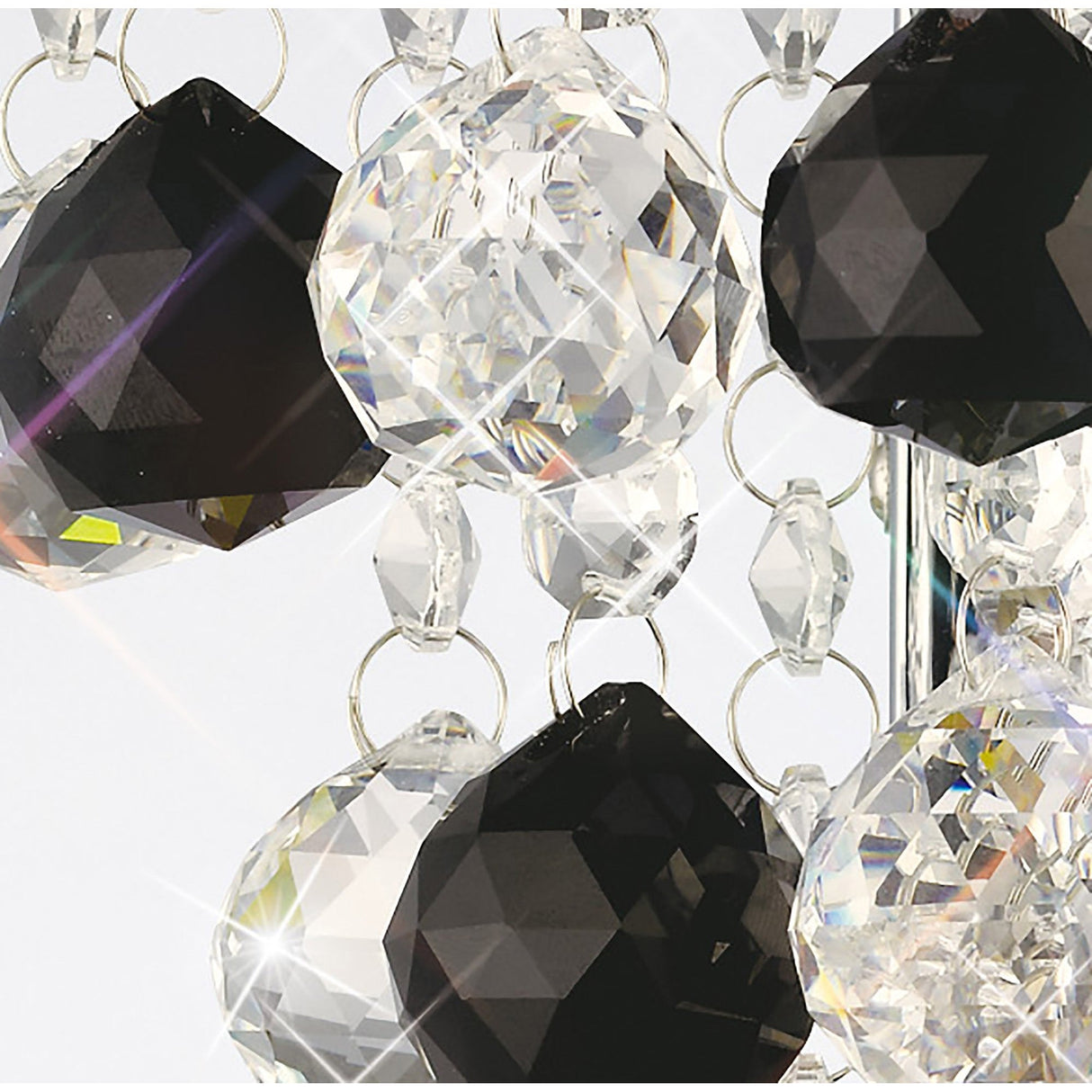 Atla 2 Light Crystal Wall Light With Switch - Chrome/Black