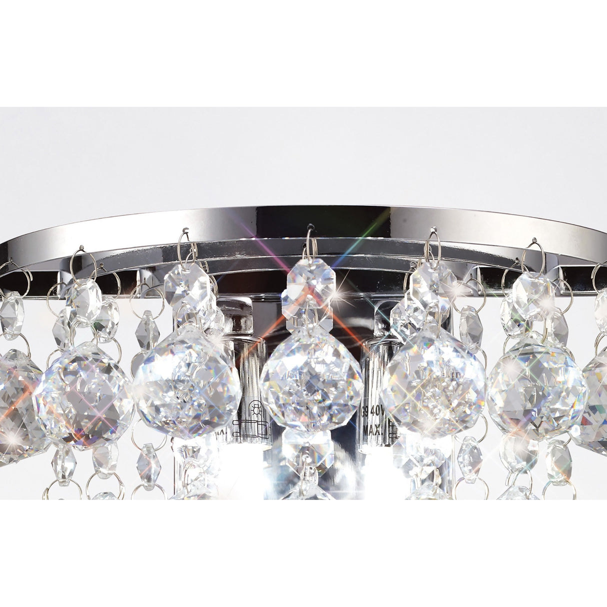 Atla 2 Light Crystal Wall Light With Switch - Chrome