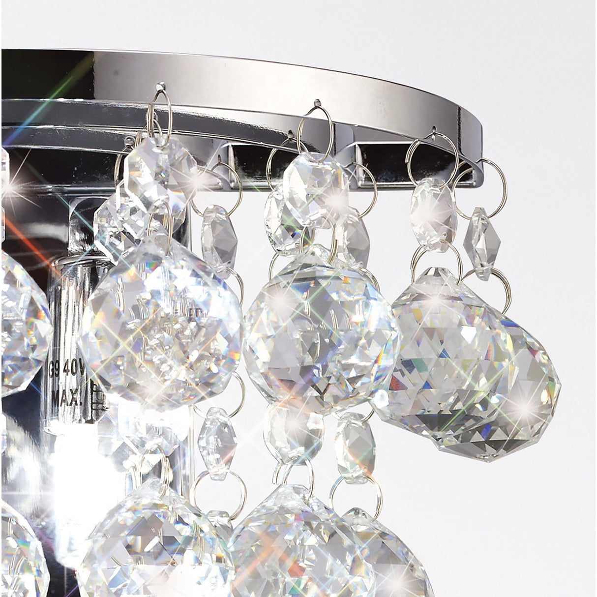 Atla 2 Light Crystal Wall Light With Switch - Chrome
