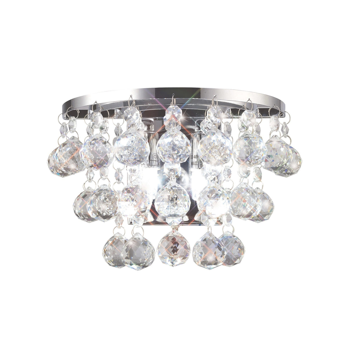 Atla 2 Light Crystal Wall Light With Switch - Chrome
