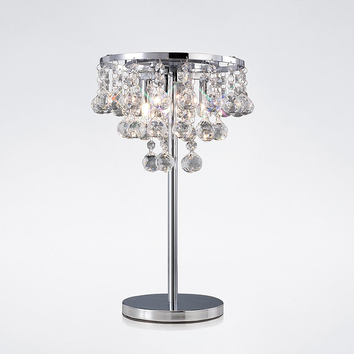 Atla 3 Light Crystal Table Lamp - Polished Chrome