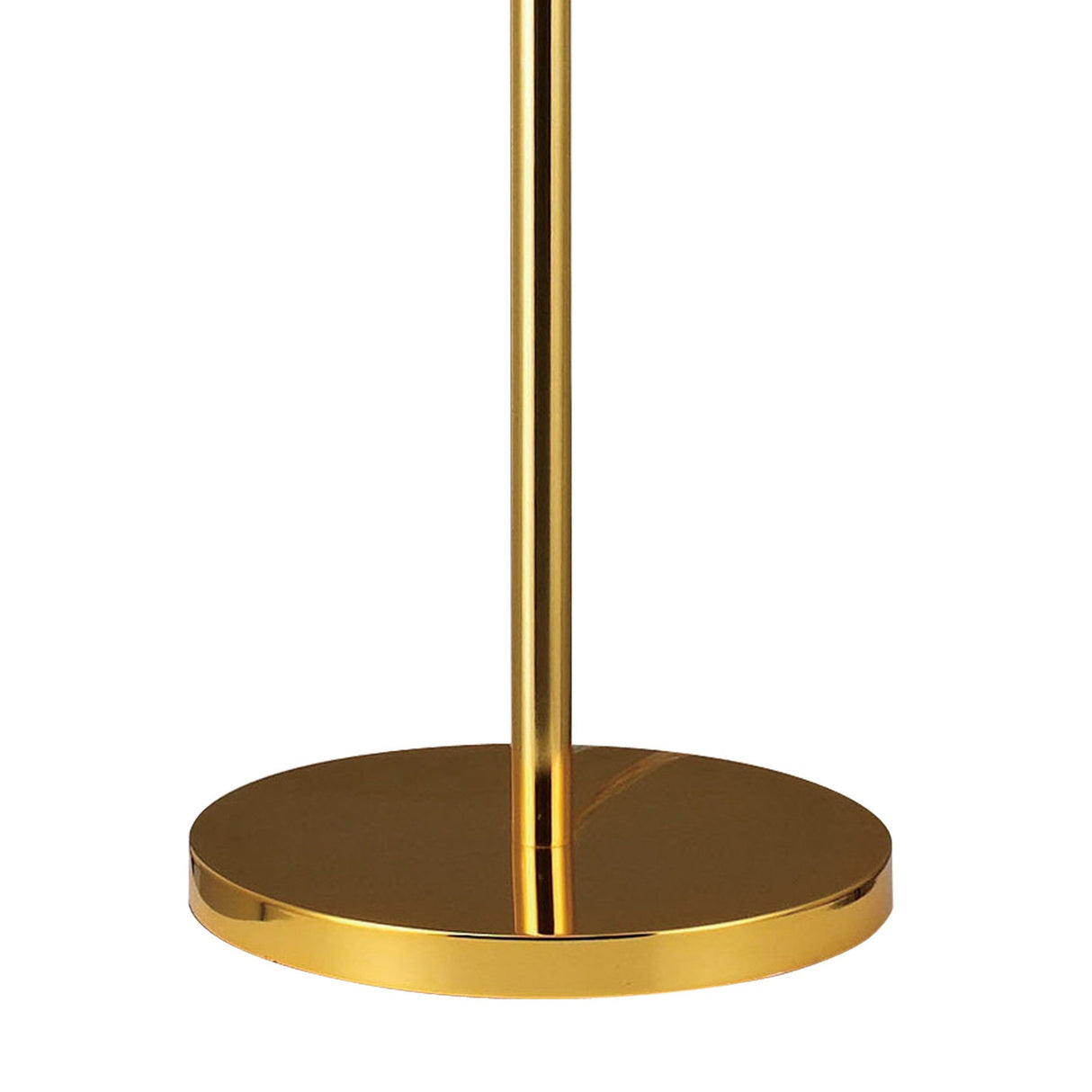 The Atla 4 Light Crystal Floor Lamp in French Gold features a round, flat base and slim cylindrical stand, making it the perfect luxury lighting accent for any space.